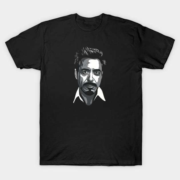 Robert Downey Jr greyscale T-Shirt by @johnnehill